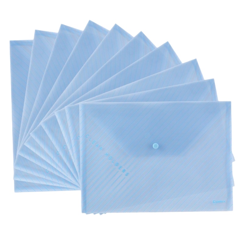 齐心 按扣式文件袋 C330 A4 (透明白) 10个/包