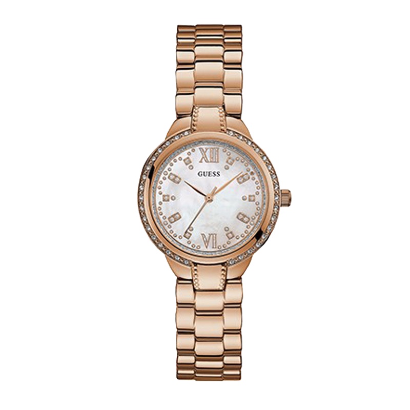 盖尔斯(GUESS)时尚经典休闲钢带石英女士手表W1016L3