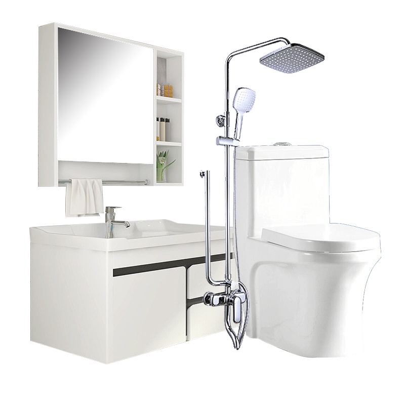 帝宏 卫浴家具 花洒马桶浴室柜组合套装 简约时尚黑白款型