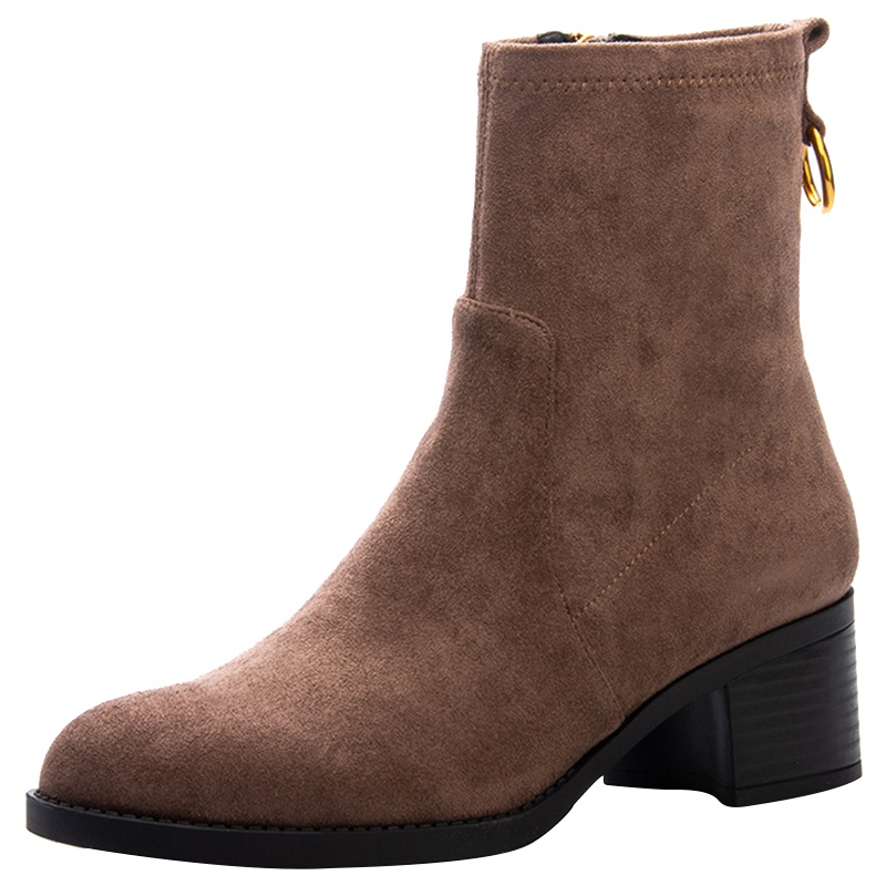 星期六(ST&SAT)冬季金属圆扣圆头中跟粗跟时尚短靴女SS83116236