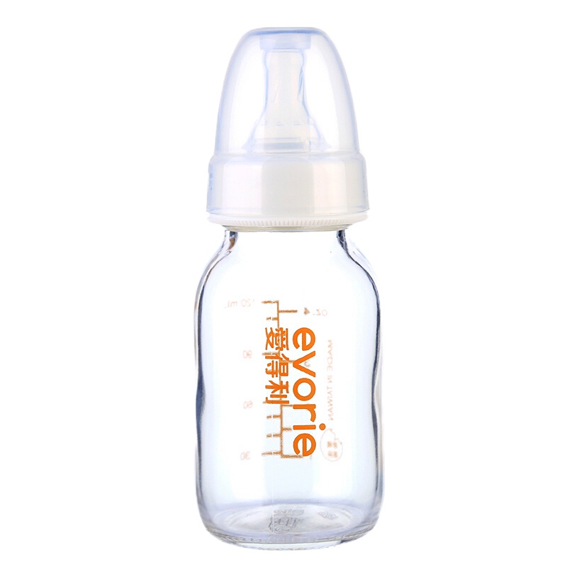 爱得利(IVORY) 奶瓶 新生儿奶瓶 标准口径玻璃奶瓶120ml A23 S码圆孔奶嘴