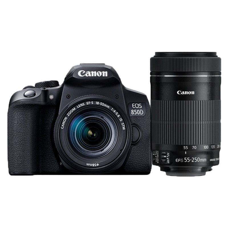 佳能(Canon)EOS 850D( 18-55 IS STM+55-250S IS TM)单反套装 4K拍摄850D