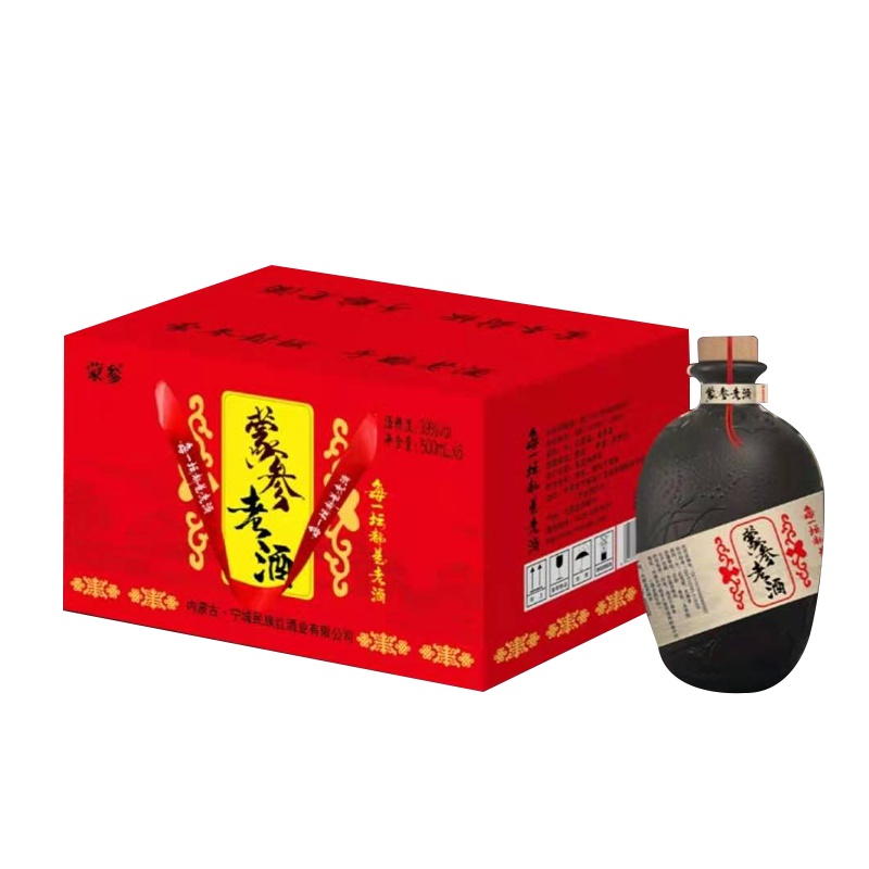 内蒙特产蒙参老酒老坛39%vol浓香型白酒净含量500ml*1箱6瓶