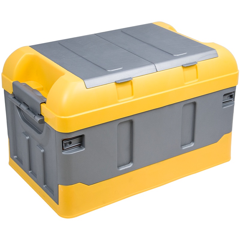 悦卡汽车后备箱收纳箱 车载多功能车内尾箱整理箱置物用品 R系列折叠储物箱 灰黄小号-40L