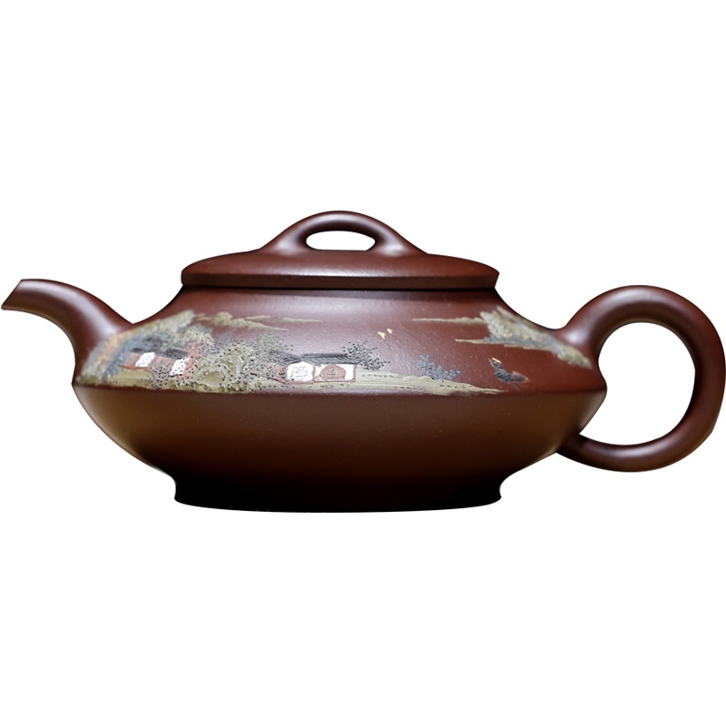 询价 水平合欢助工施昌纯全手工原矿紫泥彩绘宜兴紫砂壶家用茶具 中小品 泥绘王子施昌手工制作