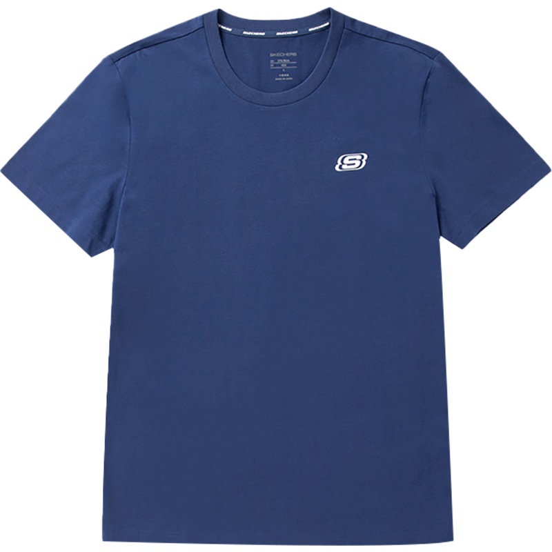 Skechers斯凯奇夏季新款圆领短袖T恤男 字母印花上衣 SMLC219M018