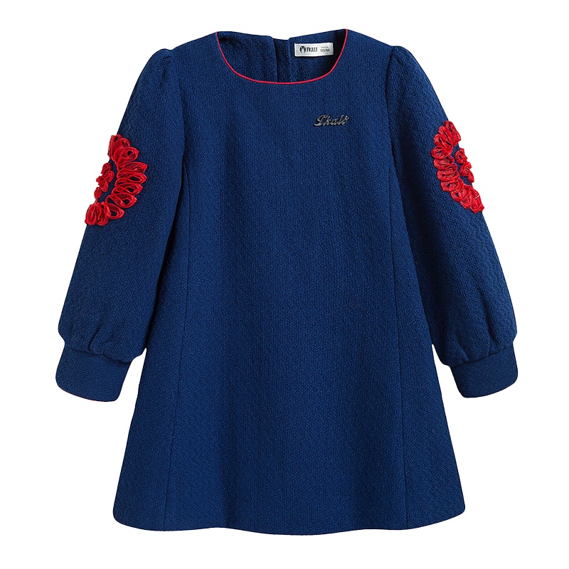 伊佳林女童连衣裙长袖A字公主裙子女宝宝儿童立体装饰外穿裙