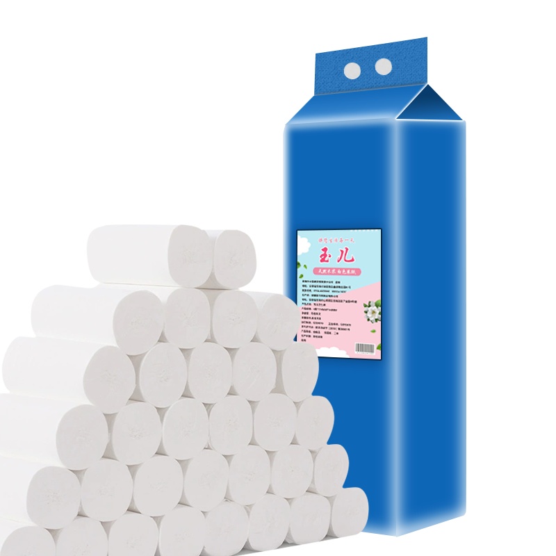 玉儿无芯卷纸四层原生木浆一提50卷2500克家用卫生纸