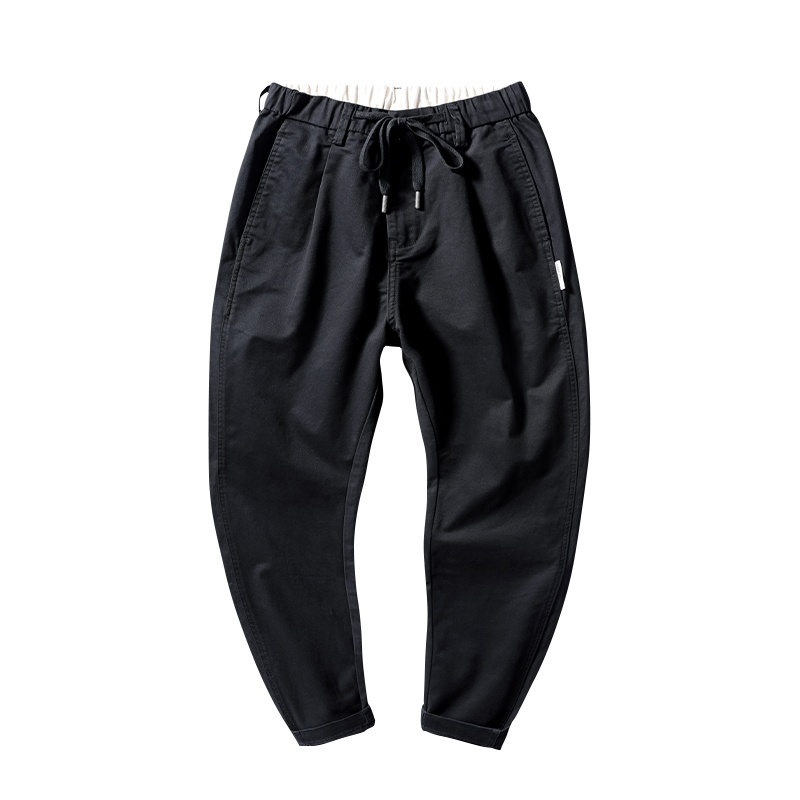 美特邦杰2020秋季新款弹力束脚休闲裤男微宽松直筒男士休闲裤韩版潮流松紧腰长裤子秋冬款