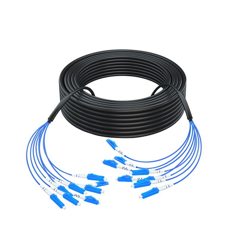 千天(QANTOP)室外LC-LC铠装光缆架空免熔接光纤跳线成品线电信级户外单模8芯网线延长监控传输光纤线500米