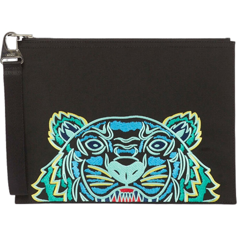[直营]Kenzo 高田贤三 男士黑色虎头图案手拿包男 FA55PM302F20-99D