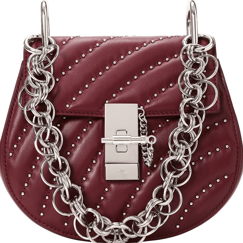 CHLOE 蔻依 Drew 小猪包 单肩包 斜挎包金属按扣 链条装饰绗缝皮CHC18AS107银扣