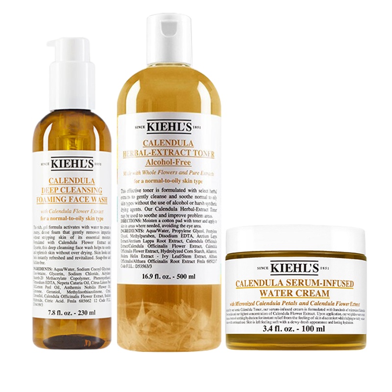 科颜氏(Kiehl's)金盏花三重美肤礼盒(洁面230ml+爽肤水500ml+面霜100ml)