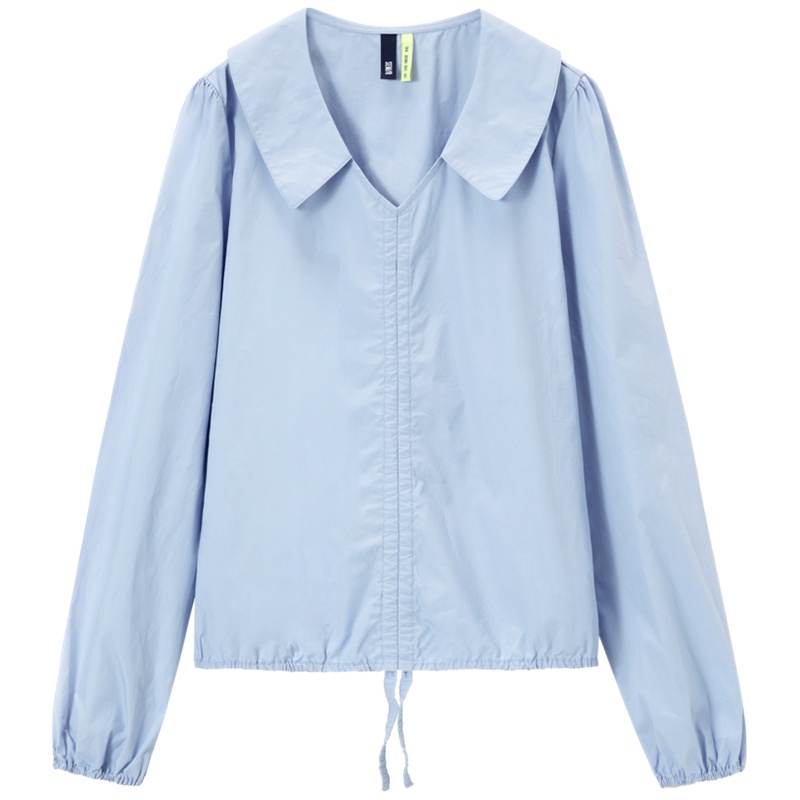 【满198减100预估价：71】森马长袖衬衫女复古港味抽褶设计感小众衬衣21年早春新款白色上衣