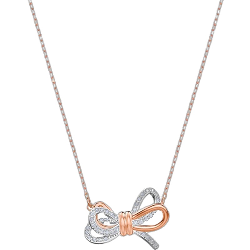 SWAROVSKI施华洛世奇LIFELONG BOW双色蝴蝶结人造水晶女士项链 送恋人