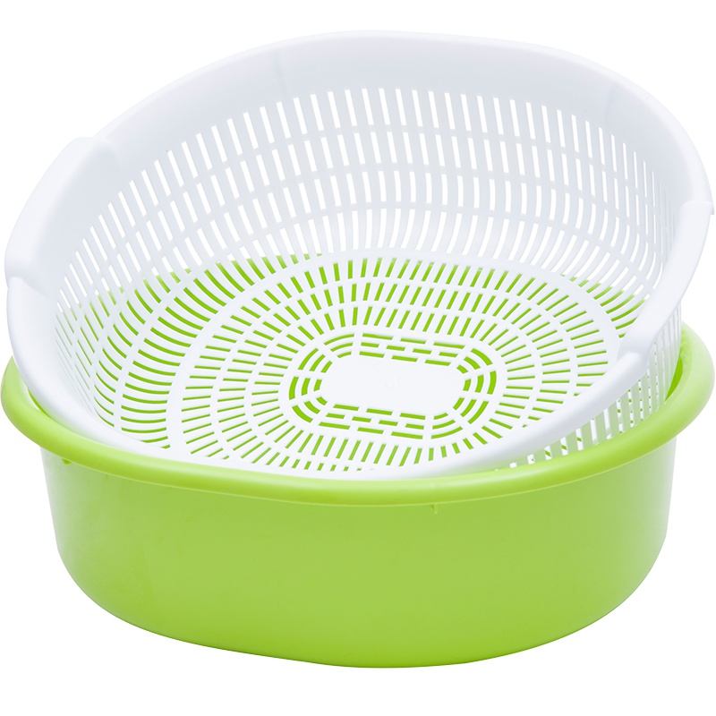 JEKO&JEKO 大号椭圆形双层滤水篮果蔬筛子沥水筛水果篮洗菜盆滤水筛洗菜盆果盘 SWB-6096