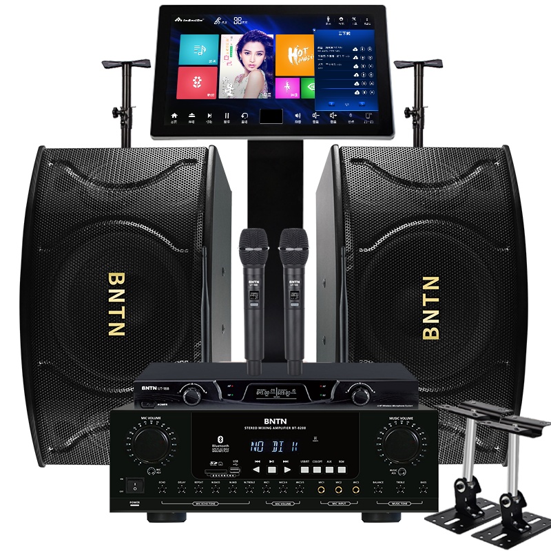 奔腾(BNTN)套装家庭影院KTV音响全套黑色点歌机一体机卡拉OK专业会议音响U段话筒3T语音点歌8200功放配12音箱