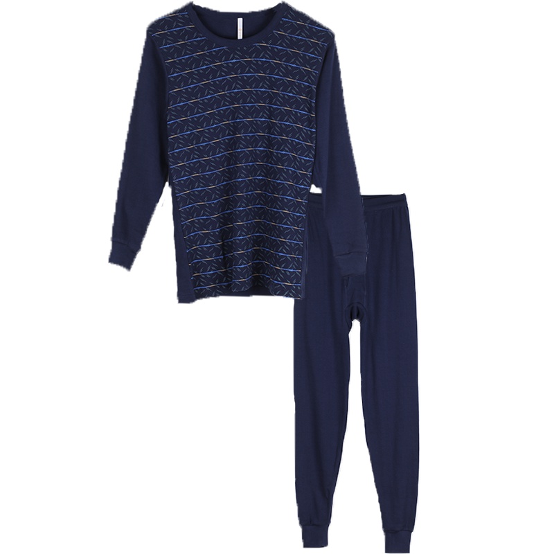 红豆(HODO)秋衣秋裤男士纯棉印花内衣套装秋季简约圆领薄款保暖内衣套装