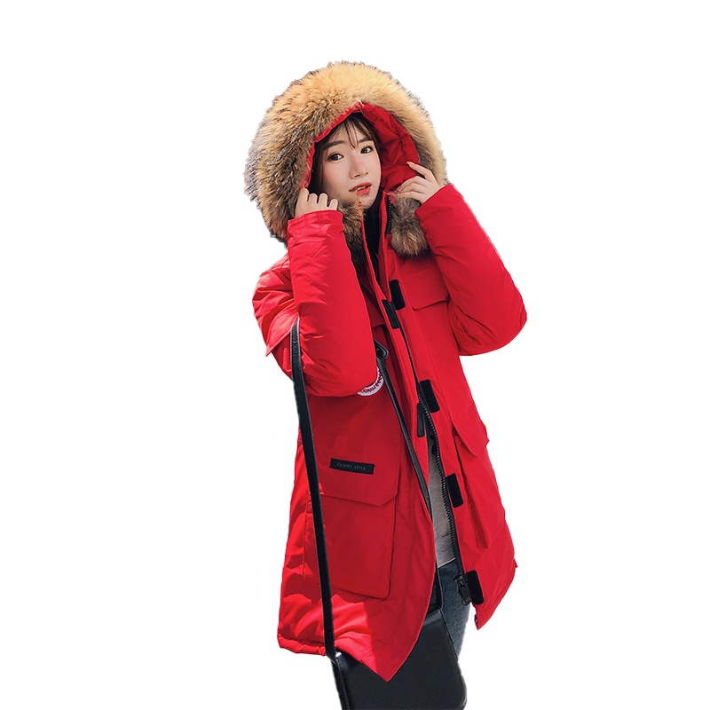 拉夏贝尔2020新款工装棉服女保暖御寒ins中长款情侣外套