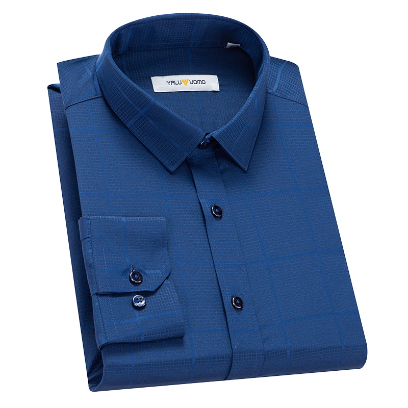 雅鹿男装长袖衬衫男时尚纯色商务休闲男士衬衣DD1CB023B