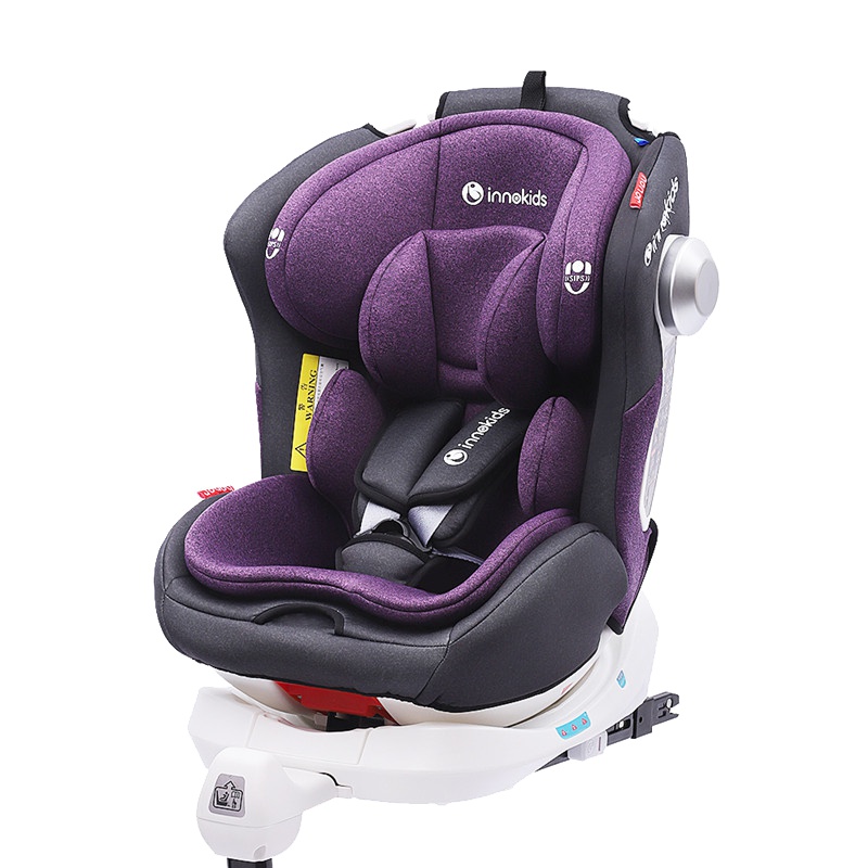 innokids儿童安全座椅汽车用0-4岁-12岁婴儿宝宝360度旋转坐躺isofix接口带支撑腿 梦幻紫