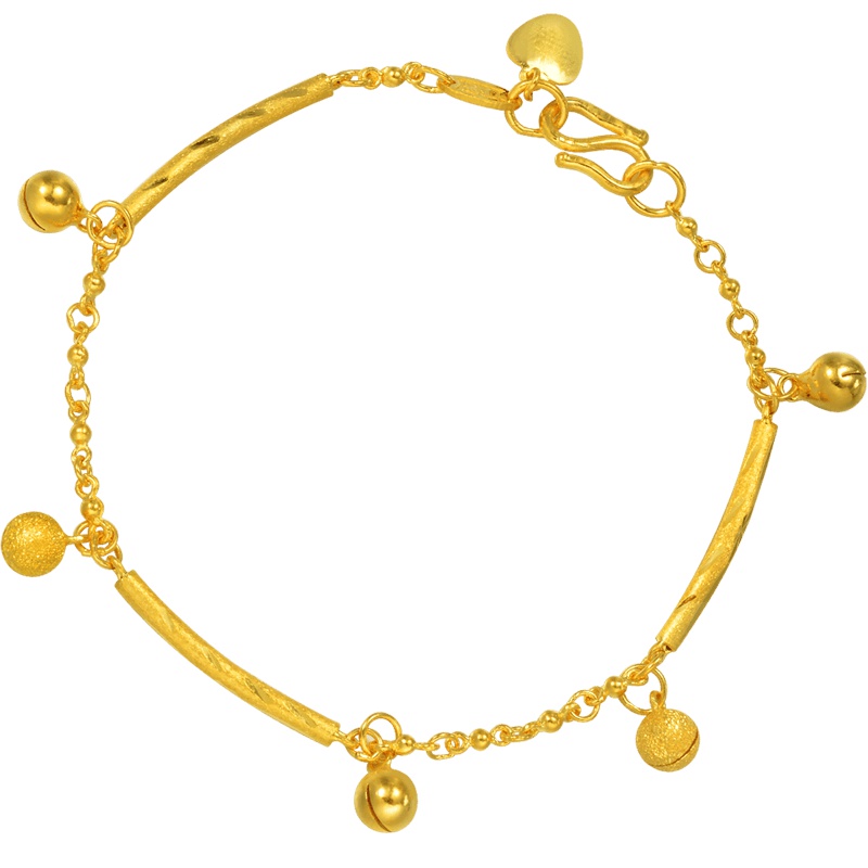 周生生(CHOW SANG SANG)珠宝首饰足金饰品三截元棍吊响铃金手链17厘米 计价