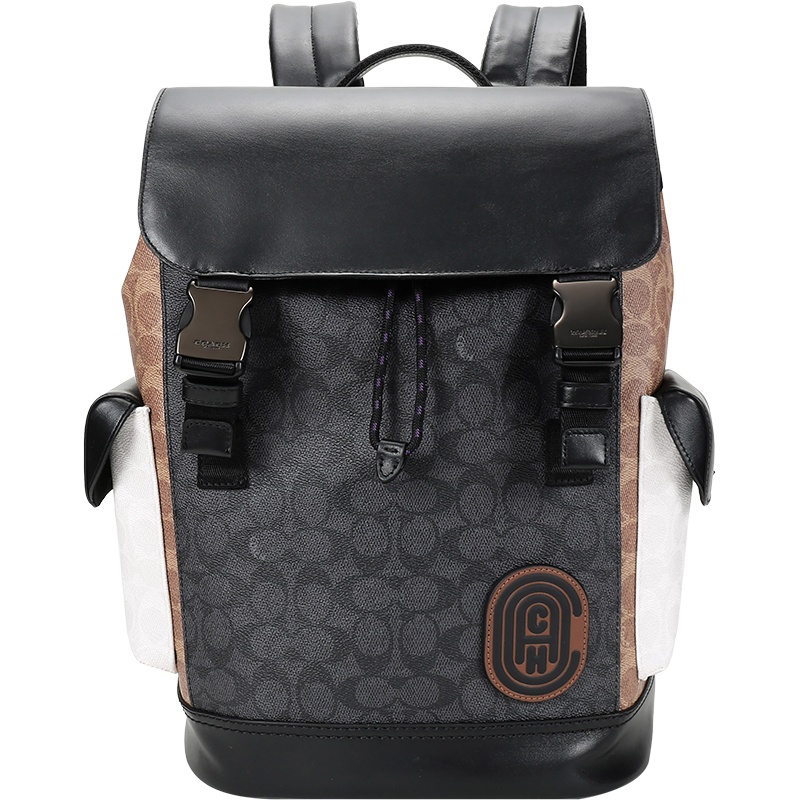 COACH 蔻驰 男士 专柜款涂层帆布/皮革/织物RIVINGTON双肩包 5091