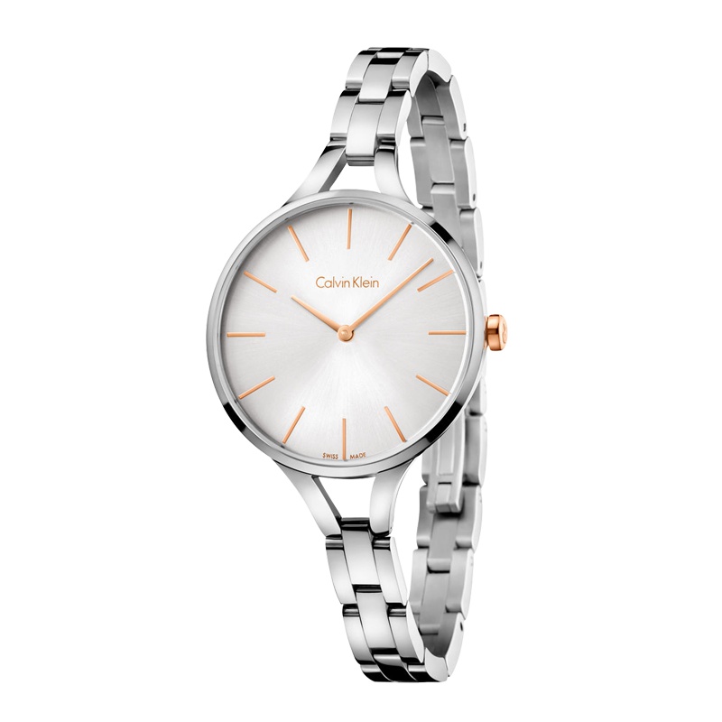 卡文克莱ck手表商务女士手表时尚手镯玫瑰金钢带石英女表 K7E23B46