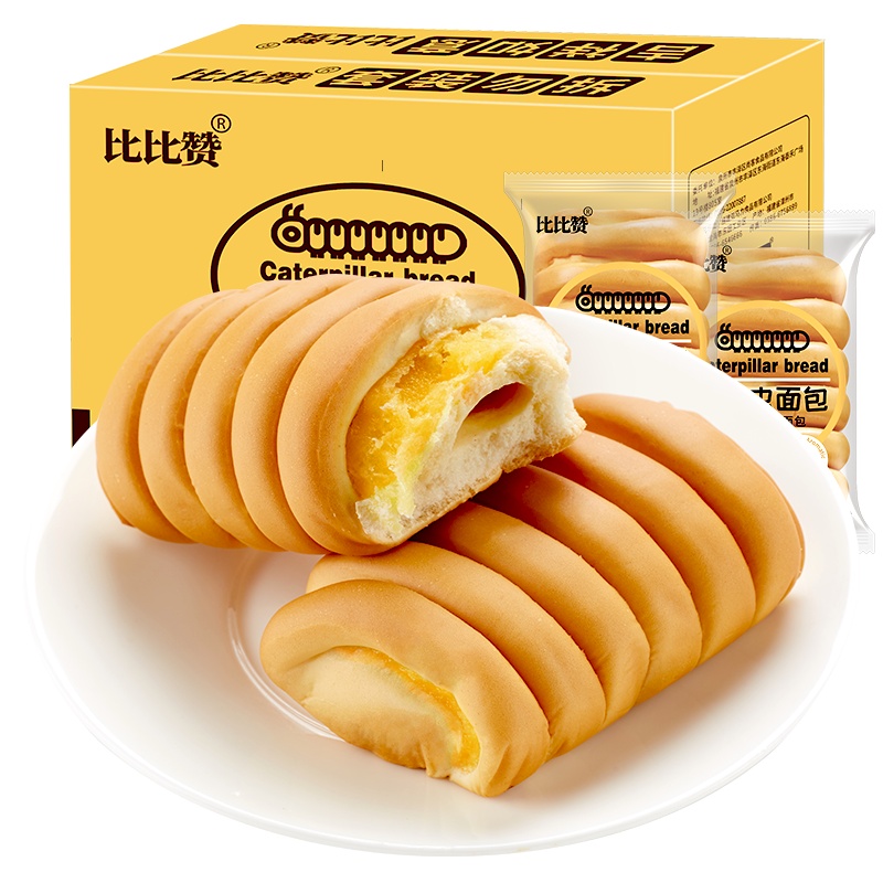比比赞毛毛虫面包整箱2斤装早餐速食代餐糕点面包充饥夜宵休闲食品零食小吃