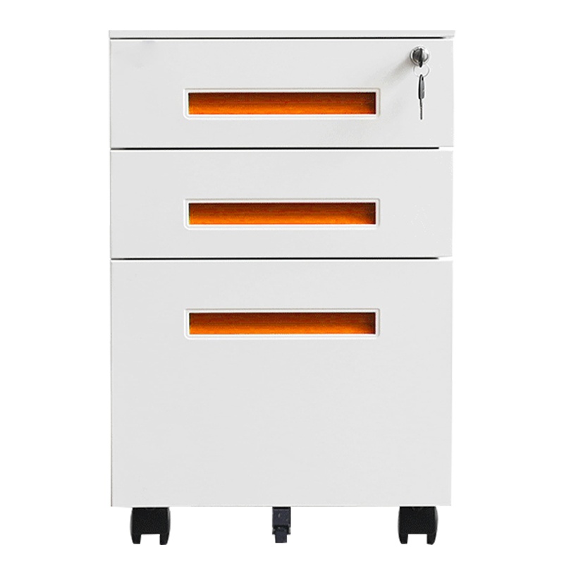 中研钢制办公文件柜矮柜储物小柜子快劳活动柜带锁