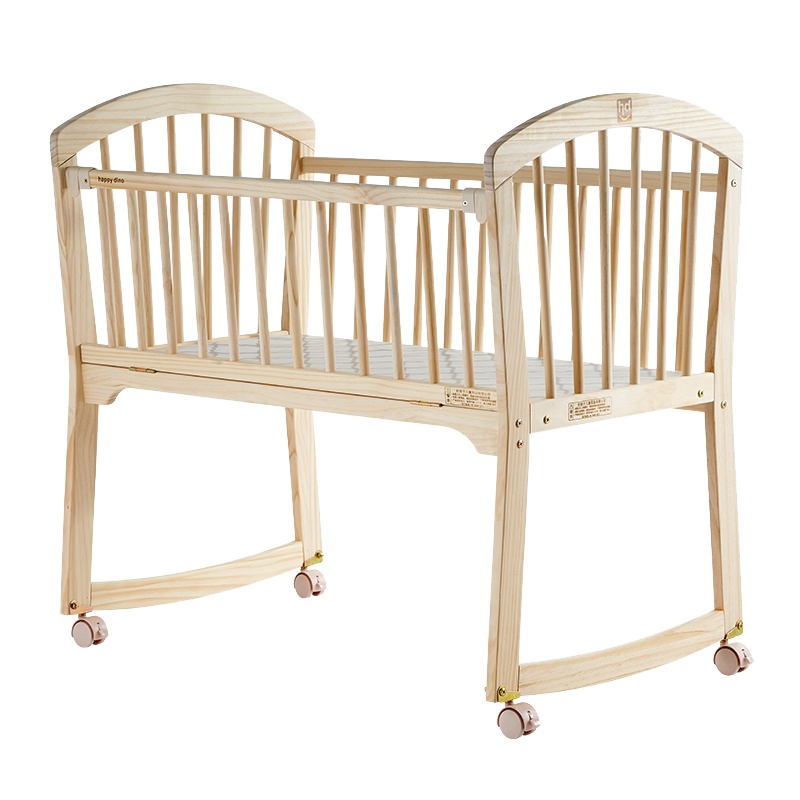 hd小龙哈彼 实木婴儿摇床 新生儿bb婴儿床拼接大床移动睡床 整床可摇 内径890*460mm 原木色 LMC109