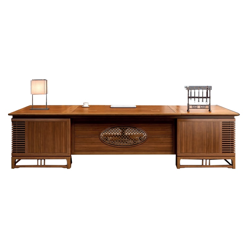 钜晟 办公桌新中式胡桃木2.4米大班台老板办公桌JS-GLZB-2429