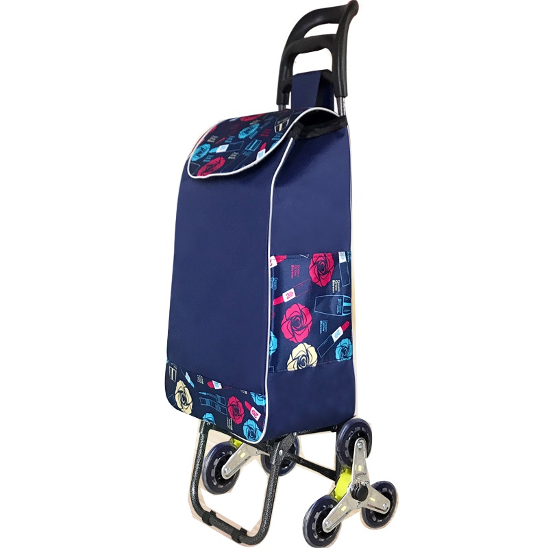 爬楼梯购物车拉杆车买菜车小拉车爬楼可折叠手拉车便携超市PU轮推拖车升级防漏座 国产家用拖车巧妈妈clevermam