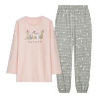 三枪 舒肤棉圆领落肩长袖长裤女家居套装 81662D0