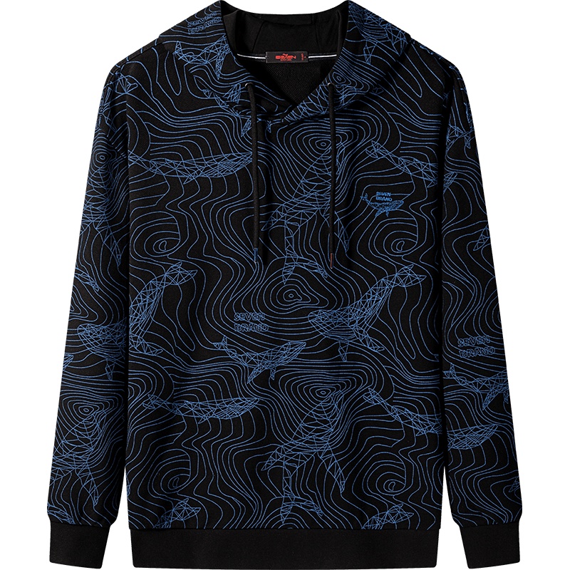 柒牌男士连帽卫衣2021秋季新款休闲百搭青年弹力纯棉长袖套头T恤