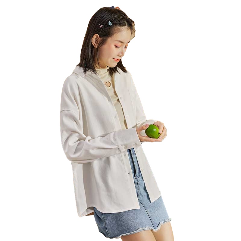 唐狮秋新款长袖女衬衫韩版宽松白色女士衬衣复古港味上衣a