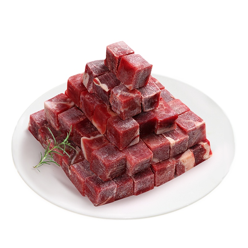 暖男厨房安格斯谷饲雪花牛肉粒120g*8袋原切无拼接