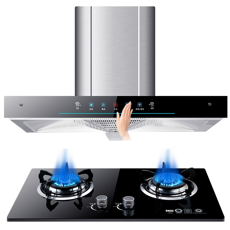 欢呼好太太 触控式欧式25m³大吸力抽油烟机灶具两件套 T型厨电厨房烟机灶具燃气灶套装自动清洗 液化气