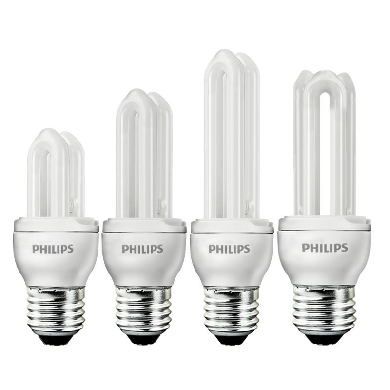 飞利浦照明节能灯泡 标准型U型E27大螺口荧光灯源 家用客厅厨房高亮节能照明灯泡电灯泡 E27标准型节能灯