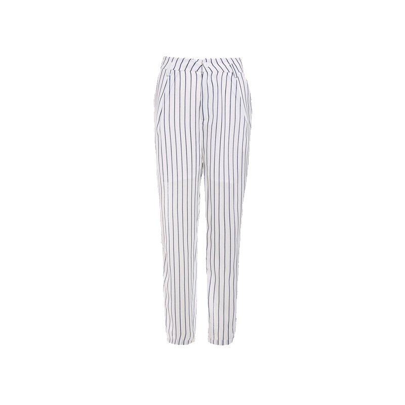 秋水伊人夏新款显瘦简约竖纹休闲裤长款裤子女FR232