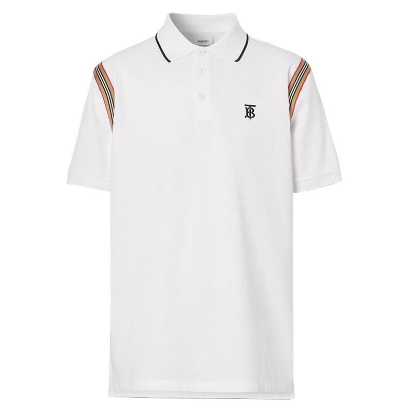 巴宝莉(BURBERRY)男士白色短袖T恤衫夏季棉质POLO衫 8025870