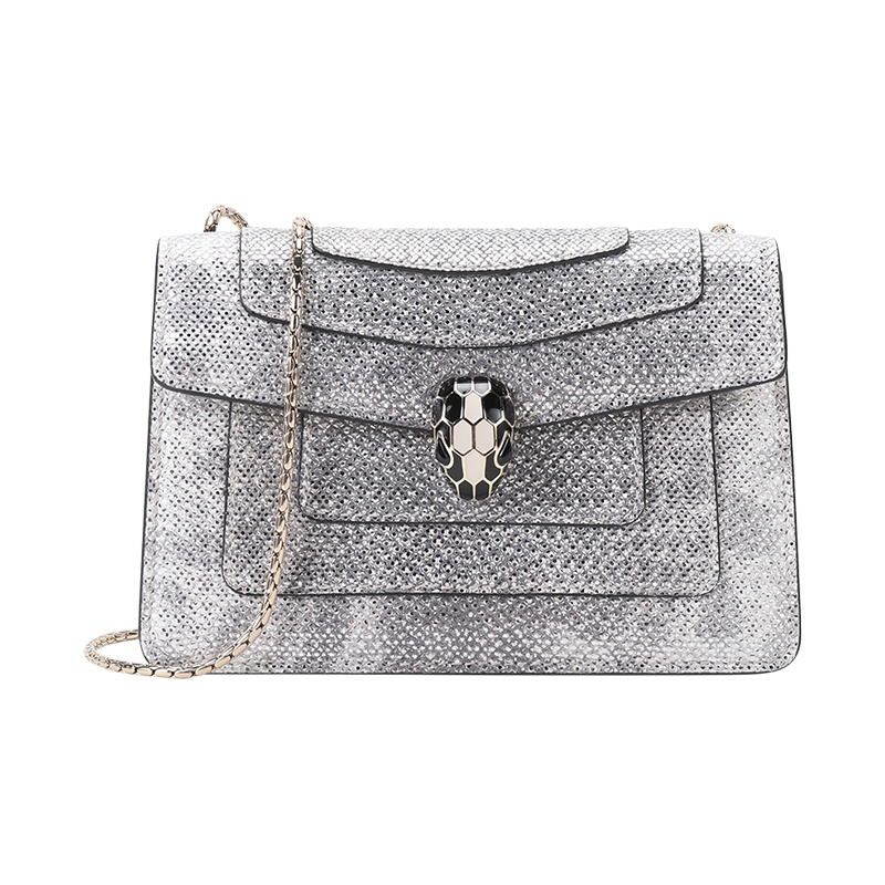 BVLGARI 宝格丽 女士 SERPENTI FOREVER系列金属质感皮革蛇头扣单肩斜挎包链条包迷你款 289930