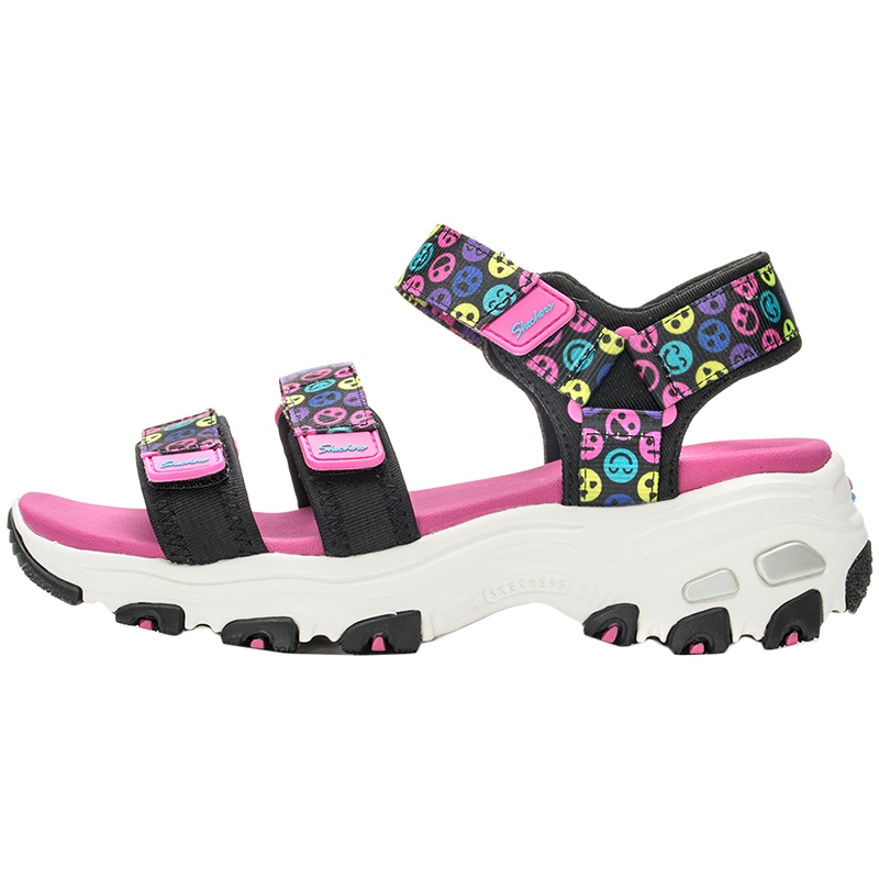 【自营】斯凯奇女大童凉鞋时尚印花魔术贴休闲熊猫运动鞋664079L