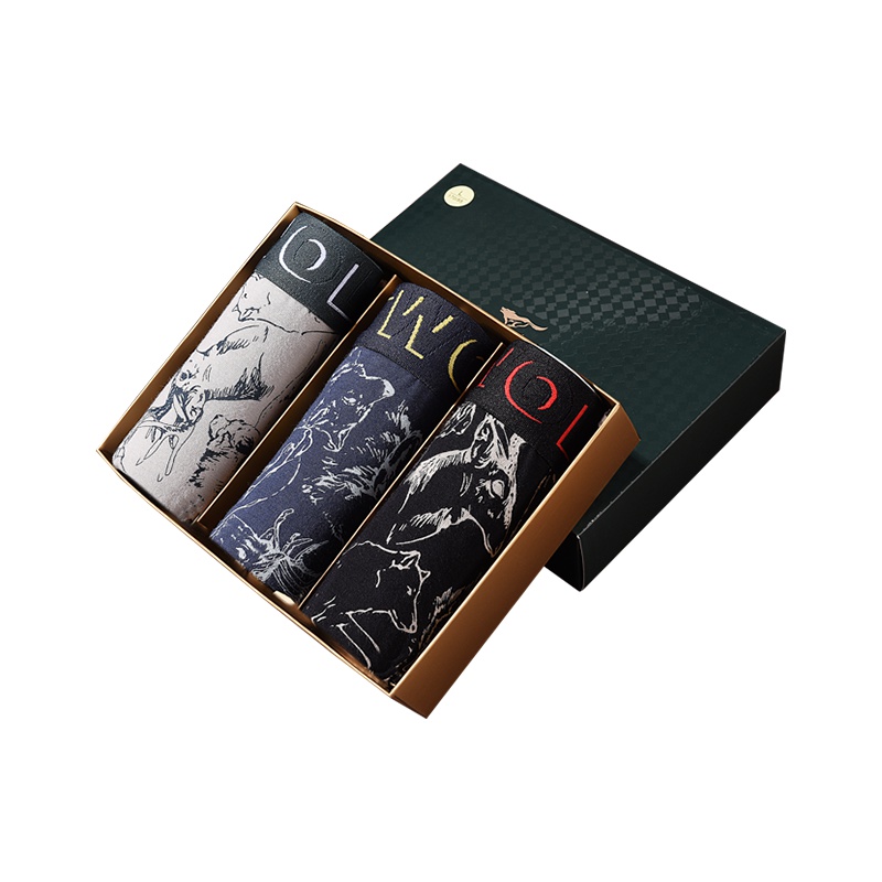 七匹狼 男士棉氨舒适透气明筋印花平角内裤柔软亲肤内裤男