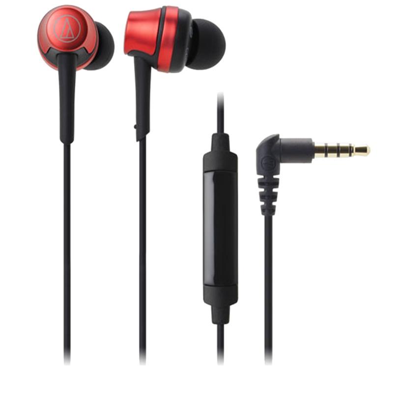 铁三角(audio-technica) ATH-CKR50iS 手机通话线控带麦入耳式耳机(红色)