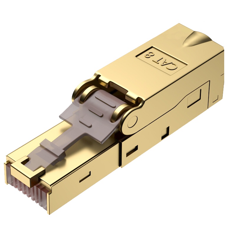 千天(QANTOP) 八类屏蔽免压水晶头 8类万兆数据机房 cat8 rj45网络线对接头模块网络头免工具1个