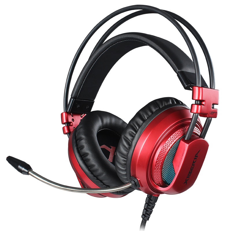 西伯利亚(XIBERIA)V10 电竞游戏耳机头戴式7.1声道重低音7彩发光电脑有线耳机耳麦 红色
