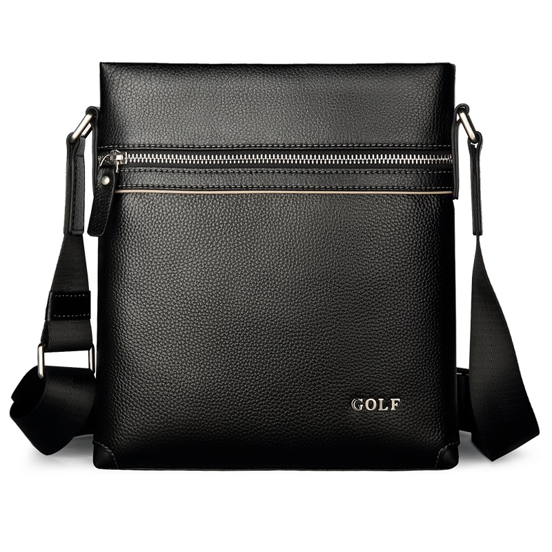 高尔夫GOLF优质耐磨牛皮男士单肩包大容量商务休闲斜挎包男包
