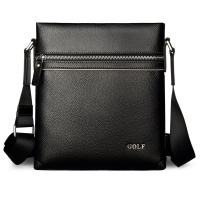 高尔夫GOLF优质耐磨牛皮男士单肩包大容量商务休闲斜挎包男包