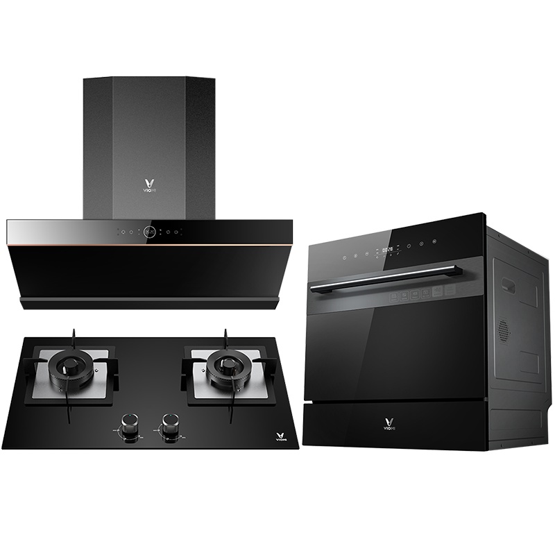 云米FlashPro抽吸油烟机燃气灶8套洗碗机套装 AI智能升降潜吸 21立方吸力VK705+VG303+VDW0803